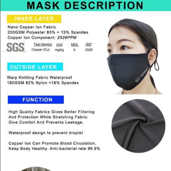 Copper ion infused mask - Picture 2 of 7